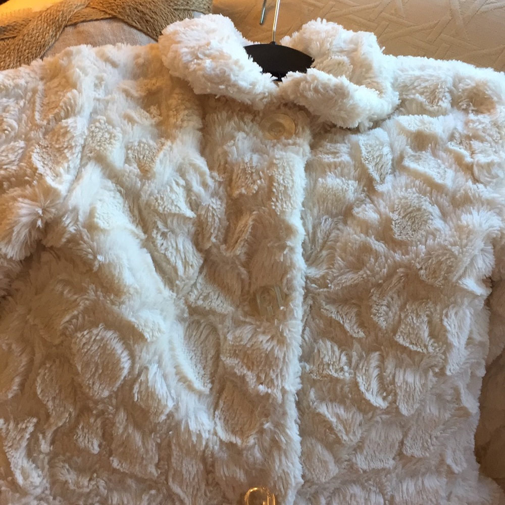 CALVIN KLEIN Fluffy Soft Coat cream Lined Sz 6 - Picture 11 of 13